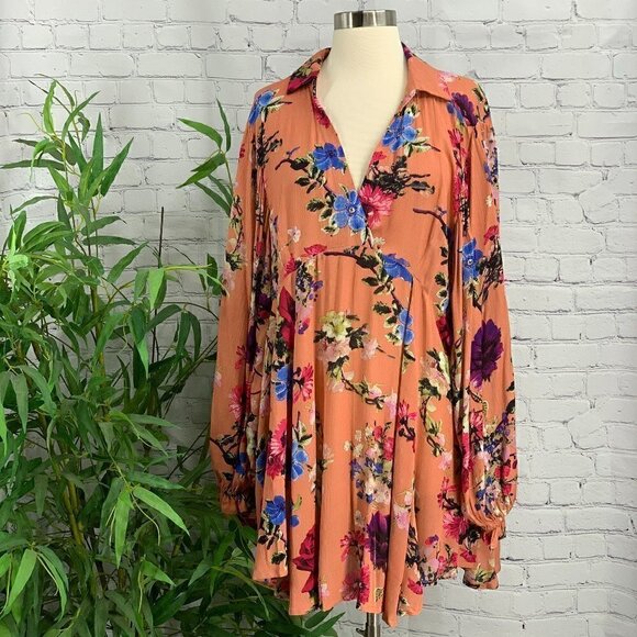 Umgee Dresses & Skirts - Umgee Salmon w/ Floral Pattern Oversized Dress